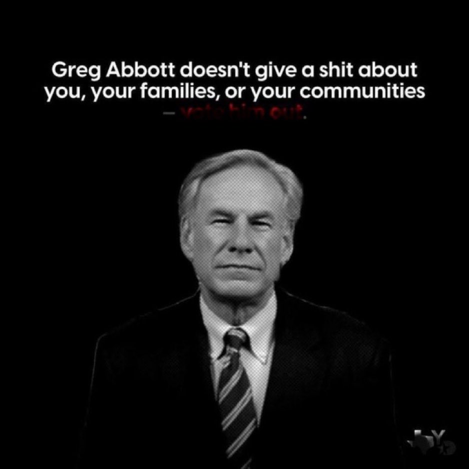 @GovAbbott @SBAgov ❌Abbott still hasn’t upgraded the rickety grid. ❌Guns have more rights than women. ❌The TX GOP just made voting harder by restricting mail-in voting to only people aged 60+ ❌He’s the only governor who can’t manage his border. ❌TX ranks the #1 WORST state to live and