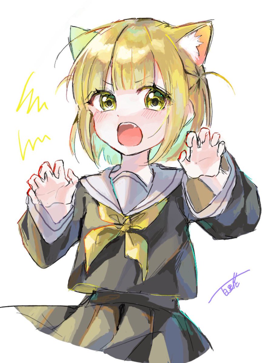 昨日の絵チャ楽しかった！
来れなかった方も次是非来てください✨
（@Aburi_102 のOC↓🐱）
 #イラスト