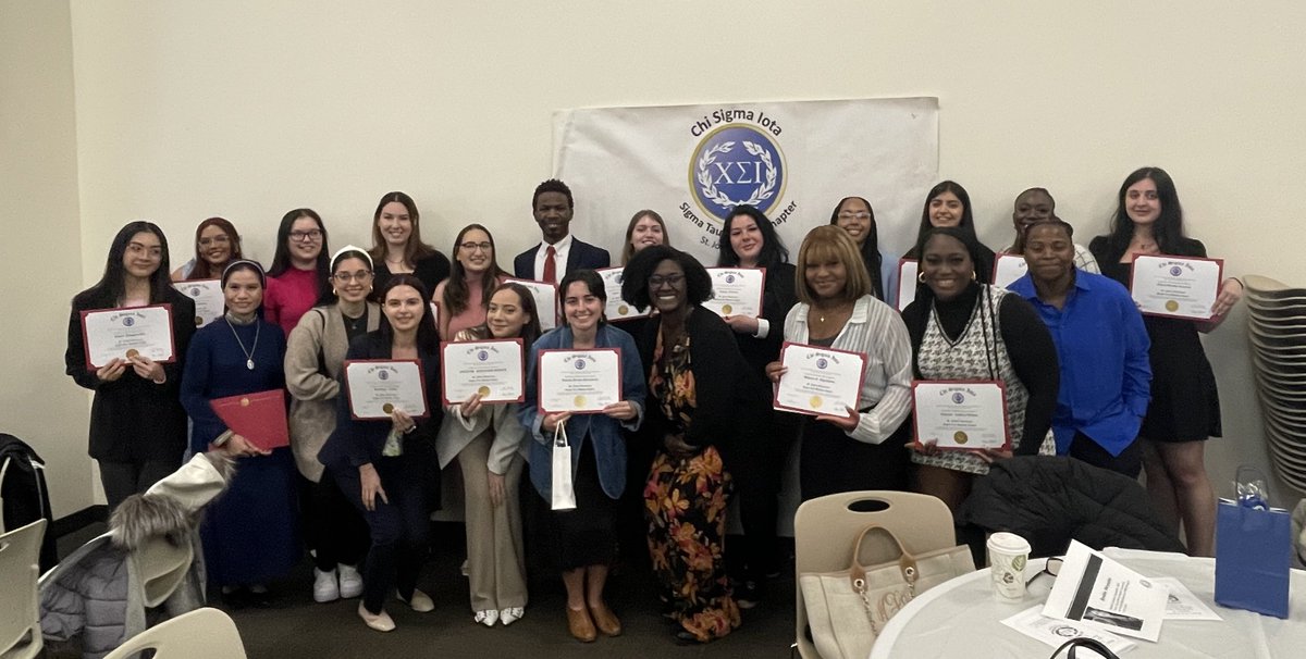 32 Graduate students in the Counselor Education Dept within The School of Education at St. John’s University were induction into the national counseling honor society, Chi Sigma Iota. The chapter is now 350 strong! @StJohnsU

#SJUSOE
#SJUElevates
#CounselorEducation
#ChiSigmaIota