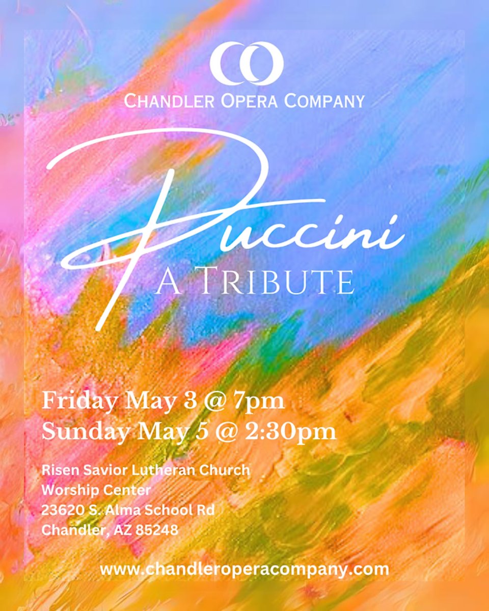 Join us for the Chandler Opera Company concert as we honor the legacy of Giacomo Puccini on the 100th anniversary of his passing. Get your tickets now at chandleroperacompany.com!

#RisenSavior #ChandlerAZ #EastValleyChurches #ChandlerOperaCompany #Puccini