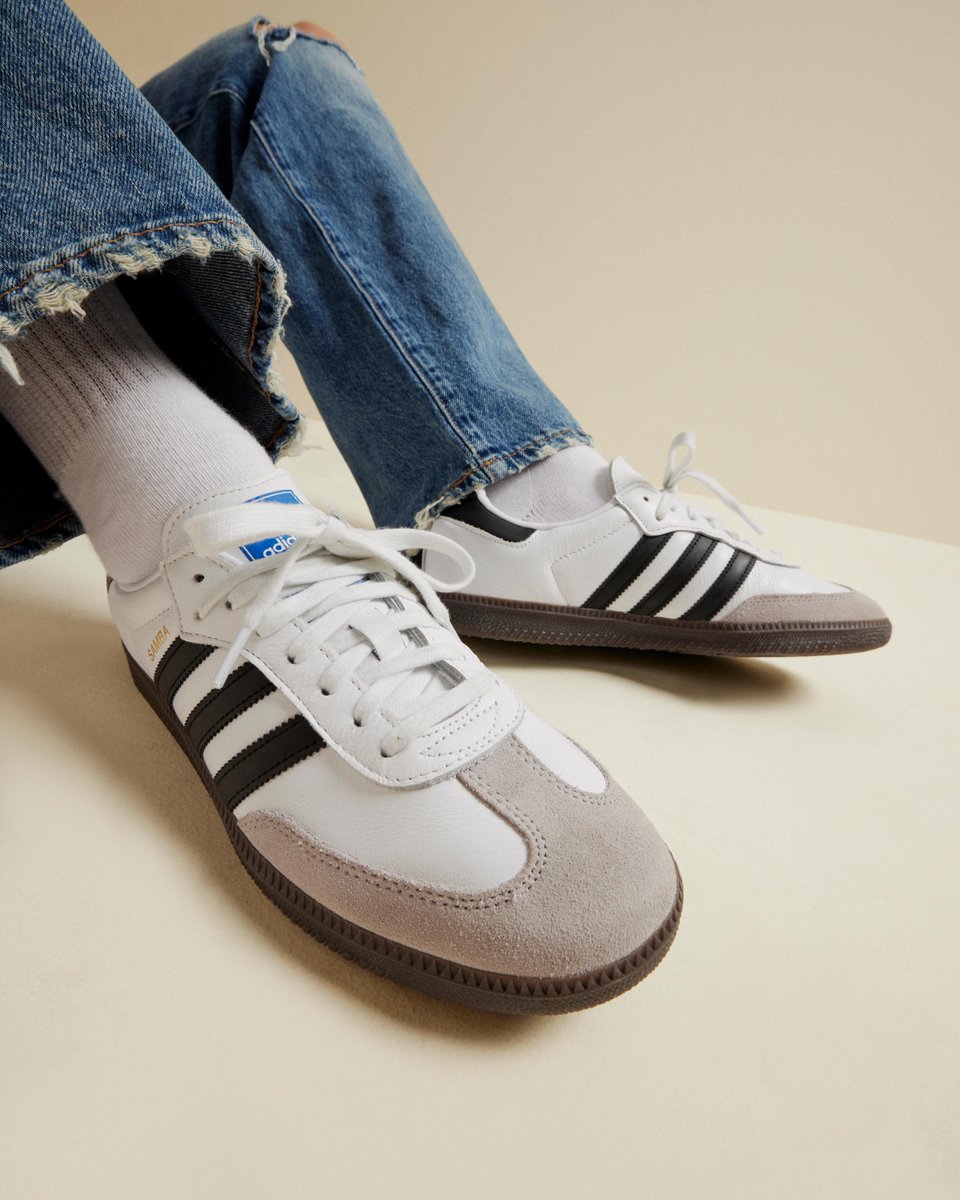A timeless staple. ⚽️ The #adidas Samba is restocked in men's sizing online & in-store, grab yours now for the season! spr.ly/6010bhhgn
