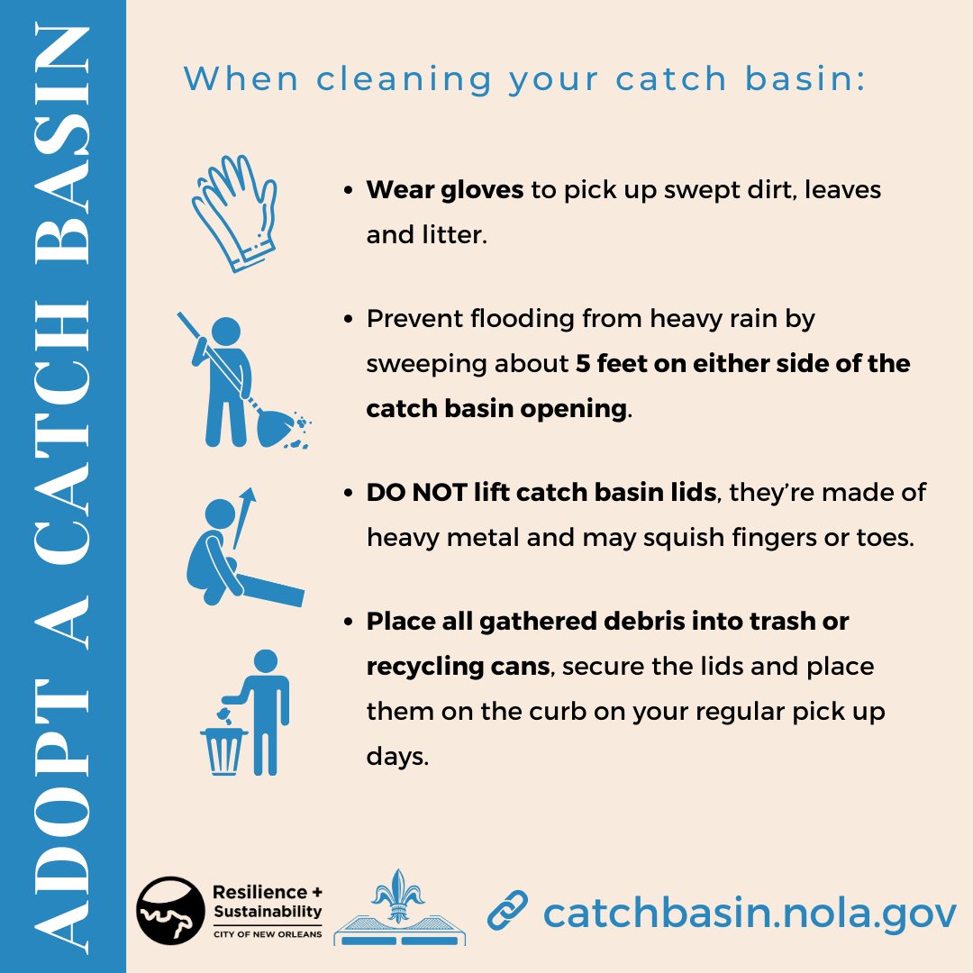 While the Dept. of Public Works' crews clean catch basins daily, today, extra maintenance crews are on the move, cleaning basins across the city in preparation for severe weather. And you can help by cleaning your catch basin. Learn more at catchbasin.nola.gov