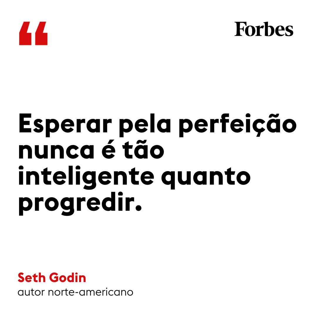 Seth Godin é um autor, empresário e orador norte-americano. Ele fundou e foi CEO de uma das primeiras empresas de marketing digital. Depois da venda de sua empresa ele se tornou vice-presidente de marketing do Yahoo! 
#Perfeicao #Objetivo #Sucesso #SethGodin #FraseDoDia #ForbesBr