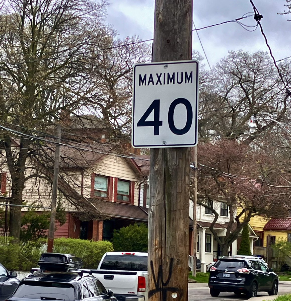 How do cities turn #VisionZero into #ZeroVision? Wasting very scarce $$$ with ageist signs (seniors?) in middle of a bridge! And different max speed in same streets on same neighborhood. Btw what age is senior? Olders do NOT need signs, all ages with disabilities do. #Waste!