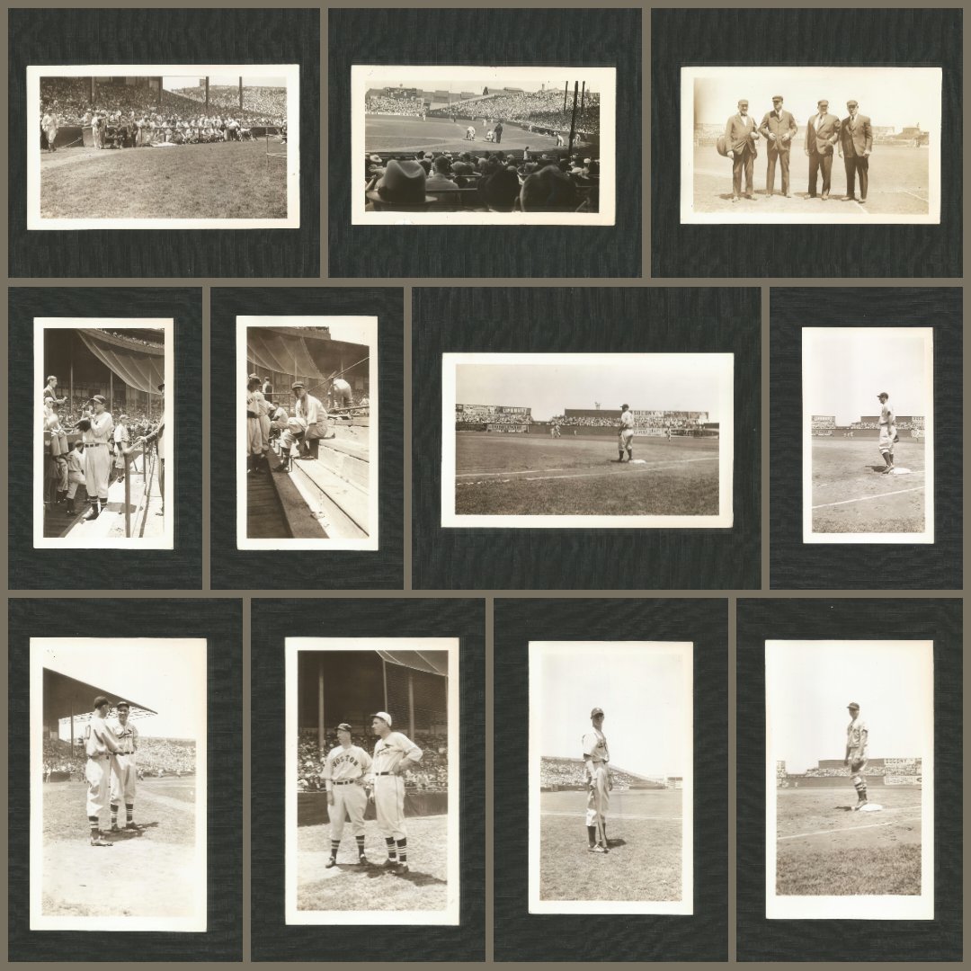 For sale: 1936 Boston All Star Game snapshot lot. $2000. Shipped priority with signature. 2 Gehrigs 2 of Grove and Dean 2 Cronins 1 Foxx 1 Schooboy Rowe (mislabeled Dimaggio) 1 of the National League dugout 1 of the umpire crew 1 from the stands Scans⬇️ drive.google.com/drive/folders/…