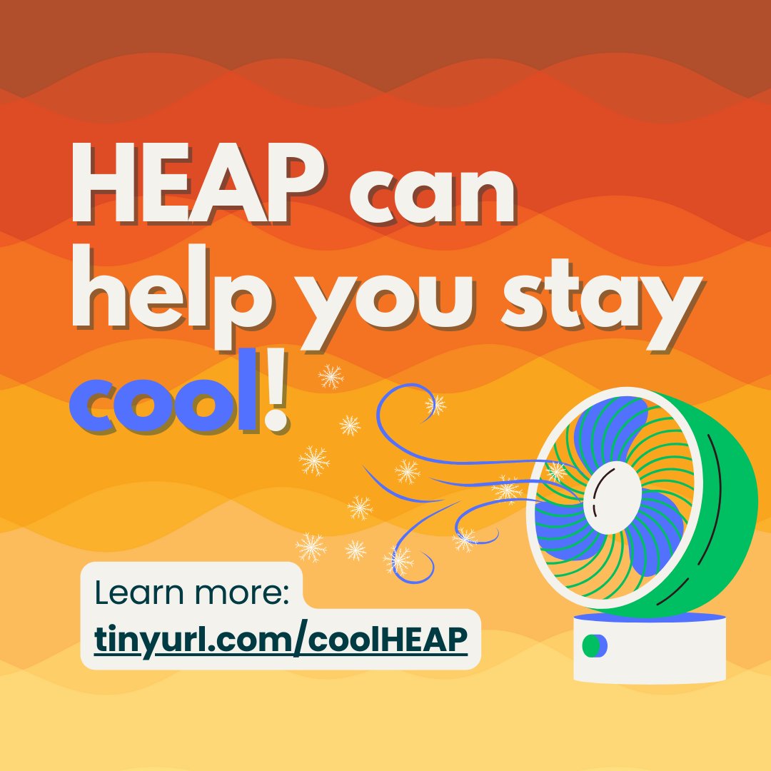 Did you know that eligible households can get help to buy and install an air conditioner or fan?🏠 The Home Energy Assistance Program (HEAP) provides a limited number of units on a first-come, first-served basis. ❄️🌬 Visit tinyurl.com/coolHEAP to see if you're eligible!