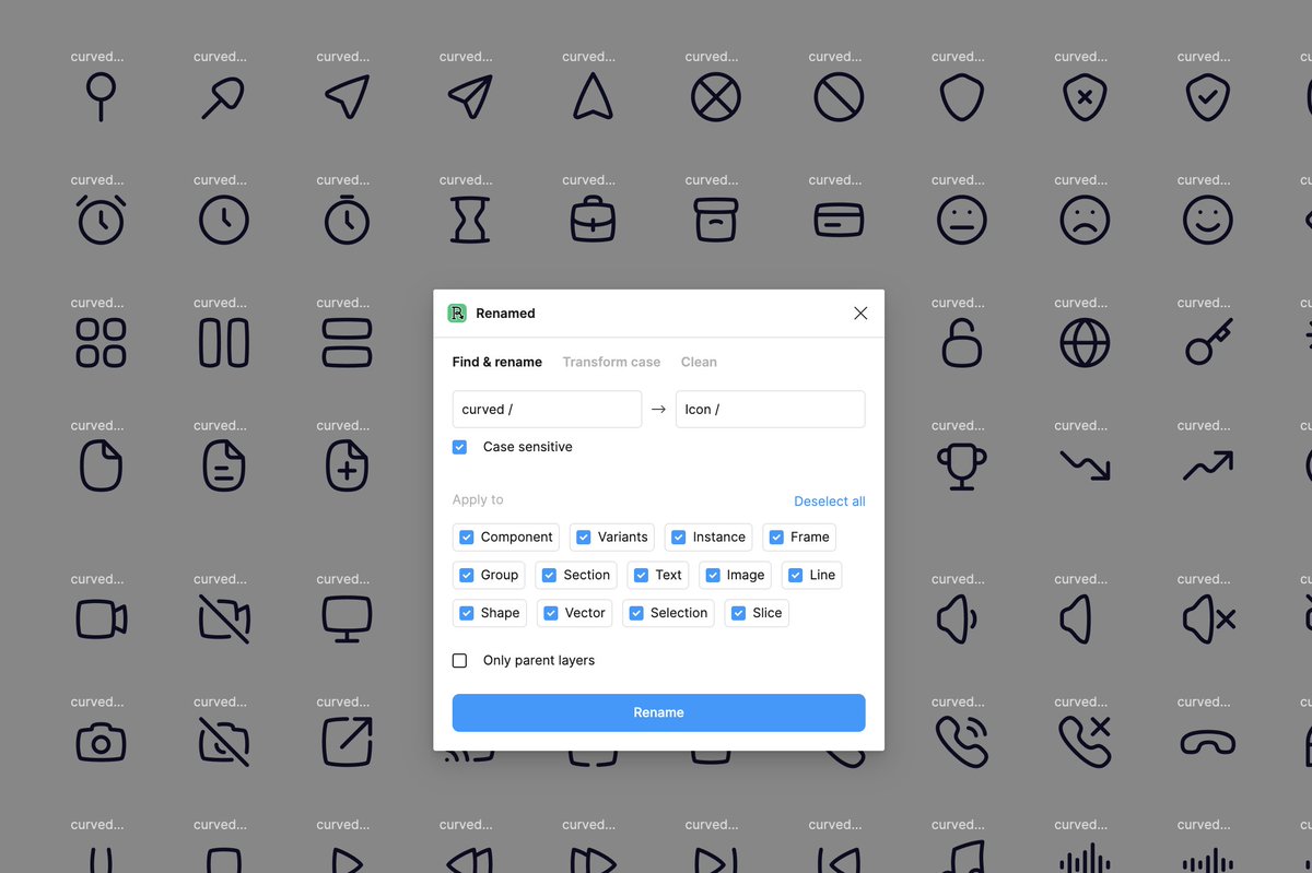 Thank you @figma plugin land for Renamed! What a time saver! Kristina Goncharenko and Pecherin Maxim