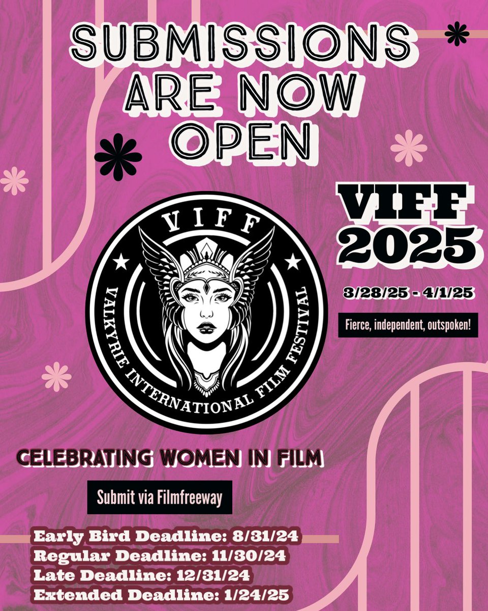 Valkyrie International Film Festival showcases films directed by women of all backgrounds. Submit your films via #filmfreeway! filmfreeway.com/ValkyrieIntern… #documentaries #experimentalfilms #horror #scifi #comedy #animation #impactful #films #diversity #filmfestival #buffalo