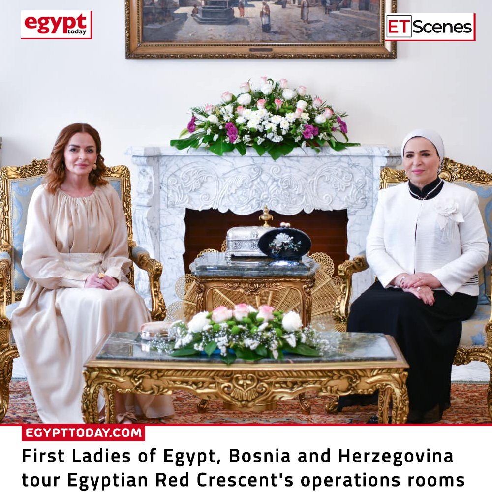 Egyptian First Lady Entissar El Sisi received her counterpart of Bosnia and Herzegovina Mirela Becerović on Monday in Cairo.

Details: egypttoday.com/Article/1/1319…

#Egypt #BosniaandHerzegovina #Bosnia #Herzegovina | #مصر #السيسي #تحيا_مصر