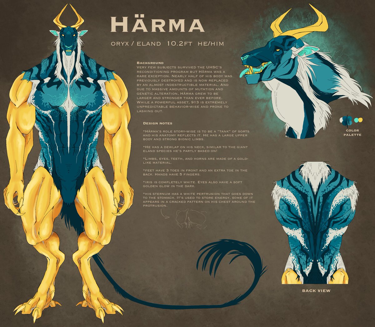 Little ref sheet for Härma :>
Choosing to ignore his head being too small on the fullbody, not my problem anymore 😴 
#furry #anthro #furryart #furryartist #anthroart