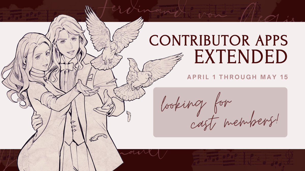 🐝 Contributor Apps Extended! 🐝 You now have until May 15th to send in your audition portfolios! We're hoping to see some more Sotto Vocce (nsfw) applications as well ❣️