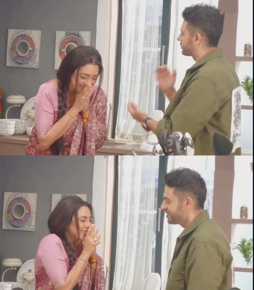 This looks like he made a joke and she’s cracking up….aww…but she’s just happy about being back in the contest…

#Anupamaa #AnujKapadia #MaAn