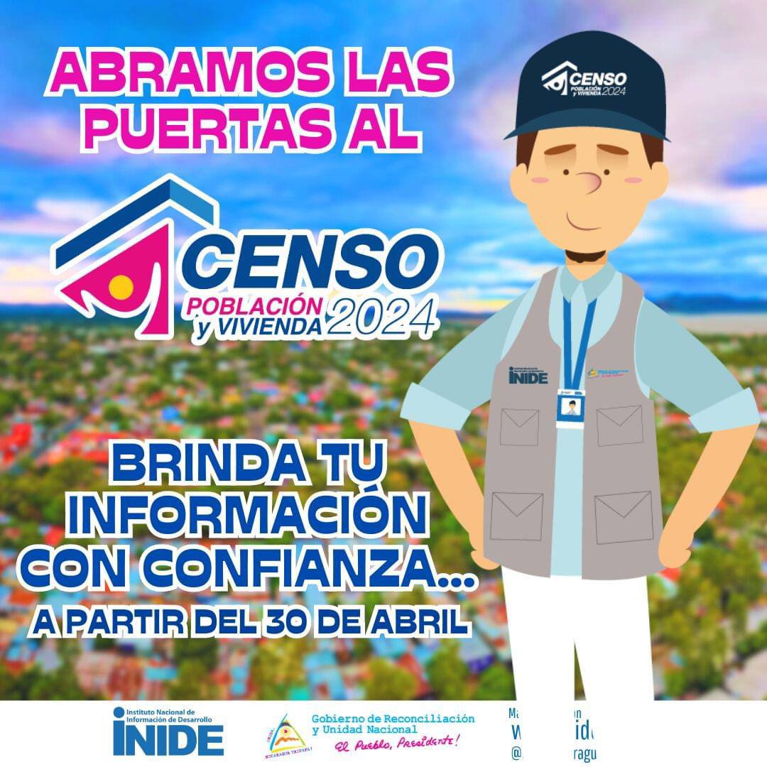 📌Este 30 de abril marca el inicio del Censo Nacional. Participa y asegúrate de ser contado. ¡Tu información es importante para construir un mejor futuro para todos! 📊 #Nicaragua #29Abril