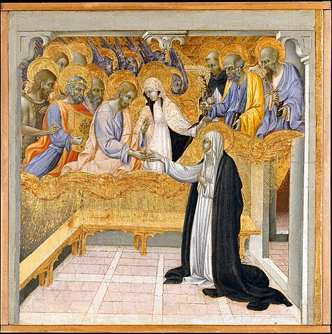 Named a 'Doctor of the Church' by Pope Paul VI, her mystical marriage to Christ prompted her to extremes of fasting and extremes of loving service to the poor and the Pope. St. Catherine of Siena, pray for us.