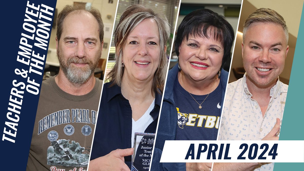 Help us congratulate our Arlington ISD Employees of the Month for April: 💚 Tena Phelps - @CoreyFADL 💚 Nicola Glenn - @shackpatriots 💚 Paul Laux - @MartinHigh 💚 Micah Green - Fine Arts Department Thanks for all you do! 📽️: youtube.com/watch?v=VL0VOI….