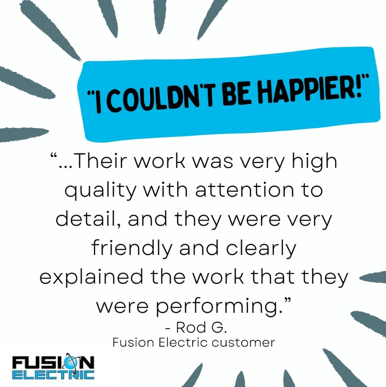 Happy “Tell Us Tuesday” at Fusion Electric, where we share a positive review we have received from one of our real clients! Today we have Rod G.
Feel free to leave us a five-star review on Google for a chance to be featured in a future “Tell Us Tuesday”! 
#fusionelectric