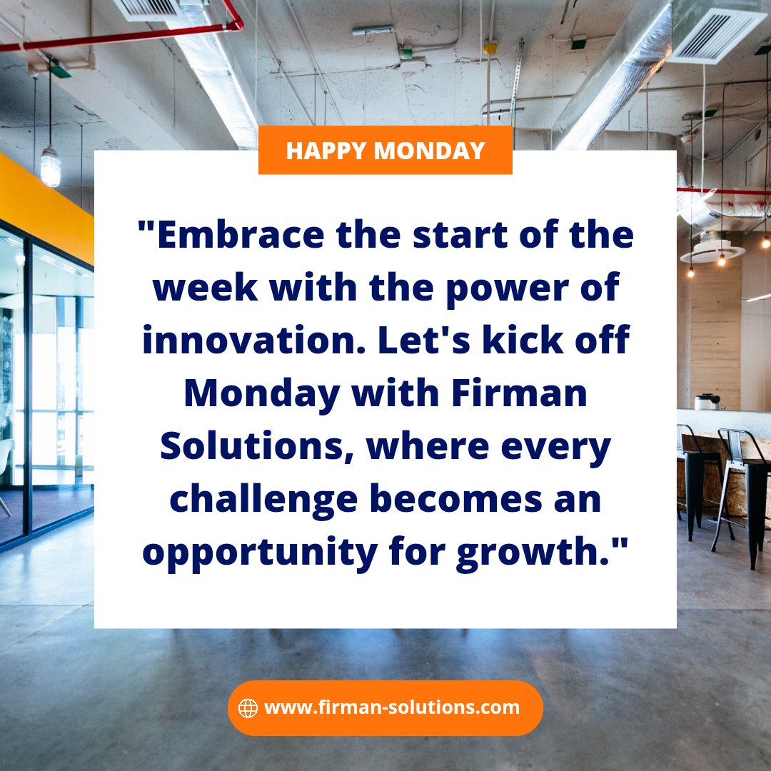 New week, new goals! 

💼 With Firman Solutions by your side, Mondays are just the beginning of endless possibilities.

 Let's tackle this week with innovation and determination! 

 #MondayMotivation #FirmanSolutions #InnovateInspireSucceed #employerbranding #talentattraction