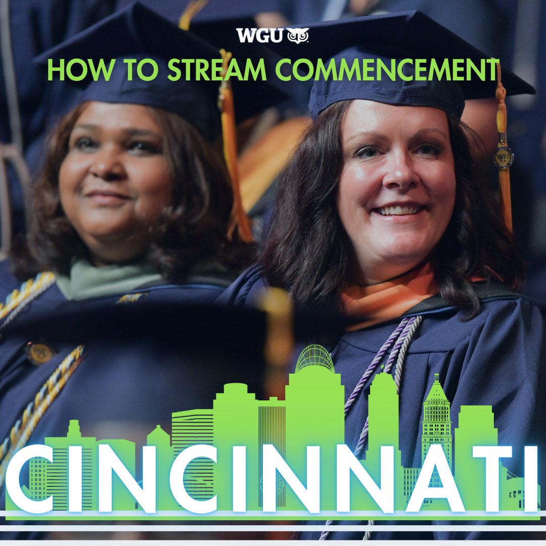 Attention all #Cincinnati grads! Have loved ones who can't make it to your ceremony but want to celebrate with you? Stream here: youtube.com/@wgu Sat May 4: Leavitt School of Health & School of Education: 9:30 am CT School of Business & School of Technology: 1:30 pm CT