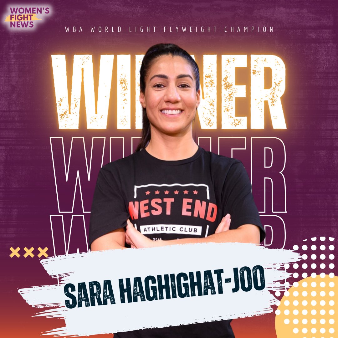 Congratulations Sarah Haghighat-Joo 🇨🇦 on becoming the WBA World Light Flyweight Champion by UD, against Maria Guadalupe Bautista 🇲🇽 who held the title since 2020, on Saturday in Toronto, Canada 🔥

#boxing #sarahhaghighatjoo