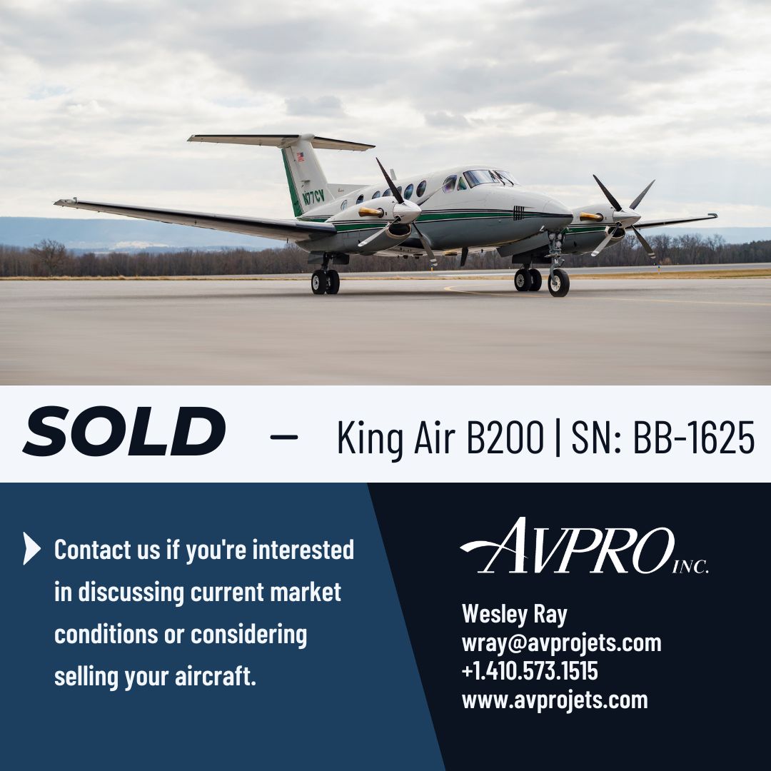 SOLD!

King Air B200 | SN: BB-1625

Contact us if you're interested in discussing current market conditions or considering selling your aircraft.

avprojets.com

#Avpro #Avprojets #KingAir #BusinessJets #PrivateAviation #NBAA #IADA