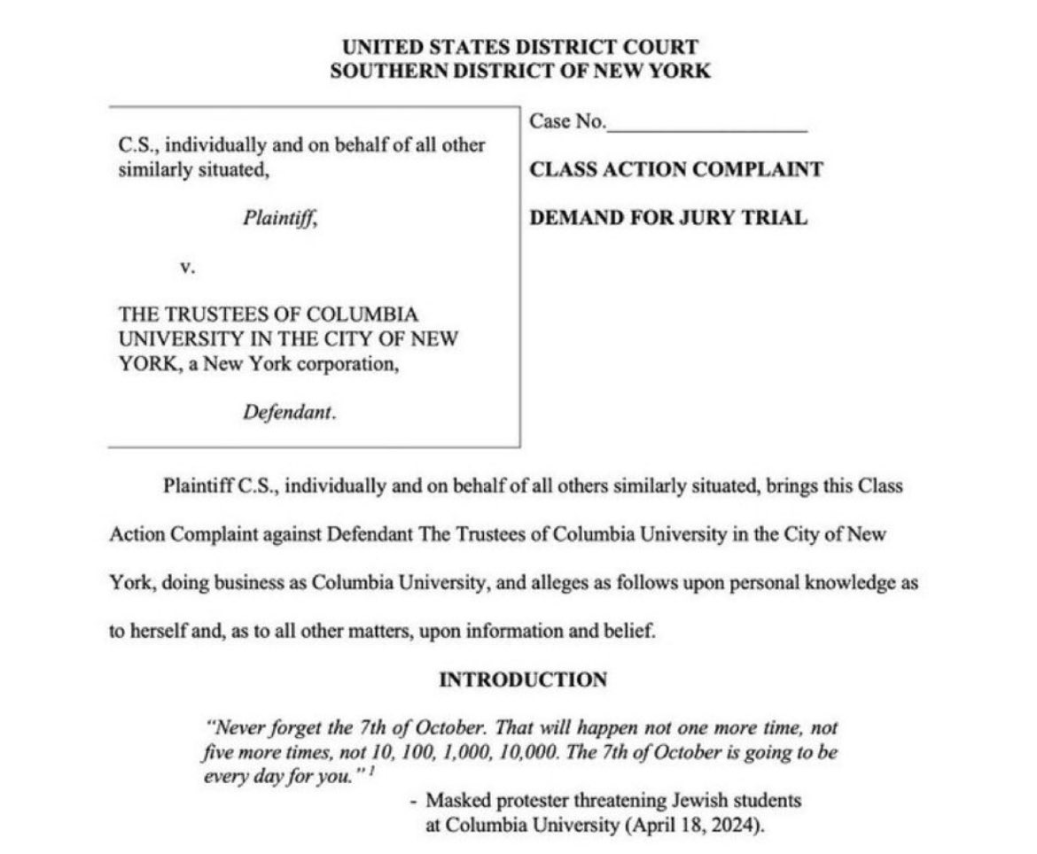 Columbia University just received a Class Action lawsuit, filed in Federal Court, for maintaining an unsafe campus.👏 @Columbia you are absolutely done.