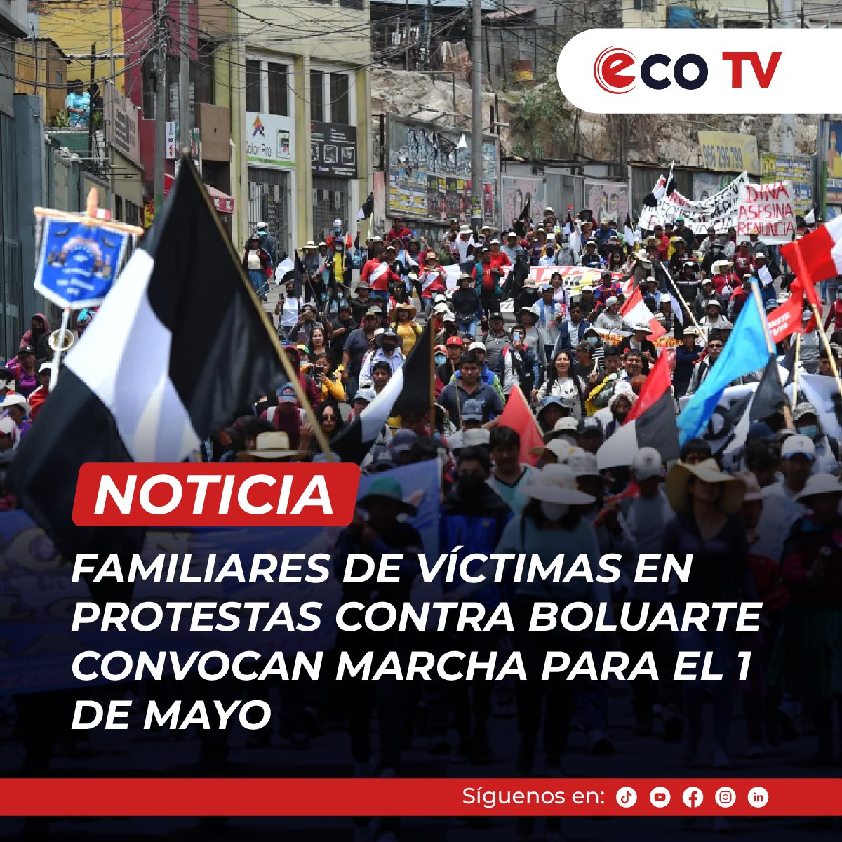 🔺#EsNoticia | Familiares y allegados de los fallecidos y heridos en protestas contra el gobierno de Dina Boluarte han convocado a una movilización en Lima para este miércoles 1 de mayo, coincidiendo con el Día del Trabajo.
acortar.link/XjRwxS
