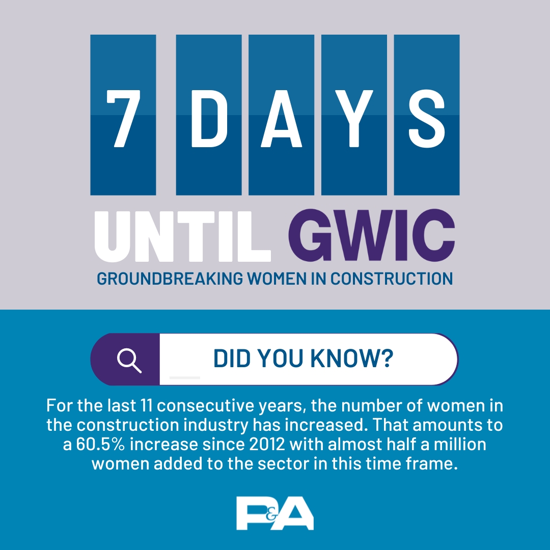 We’re so excited for the Groundbreaking Women In Construction Conference next week! Tune in as we share facts about women in construction as we count down to the event.

#GWIC #womeninconstruction #construction #constructionlaw #PeckarAbramson