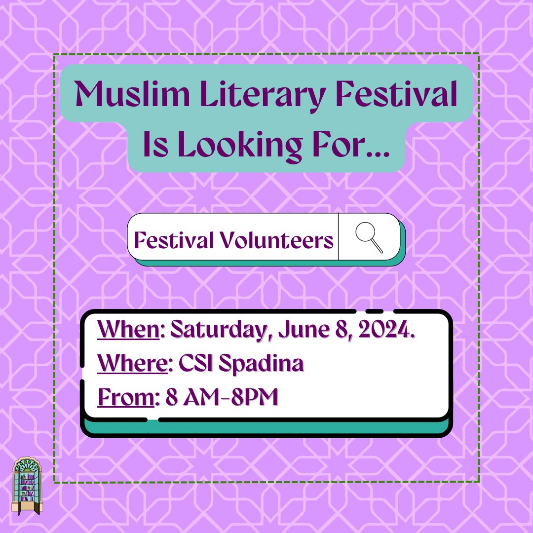 Muslim Literary Festival is seeking volunteers for our fast approaching festival day!

Apply here: forms.gle/4gLWZc3HRTDebw… 

#MuslimLiteraryFestival #TorontoEvents