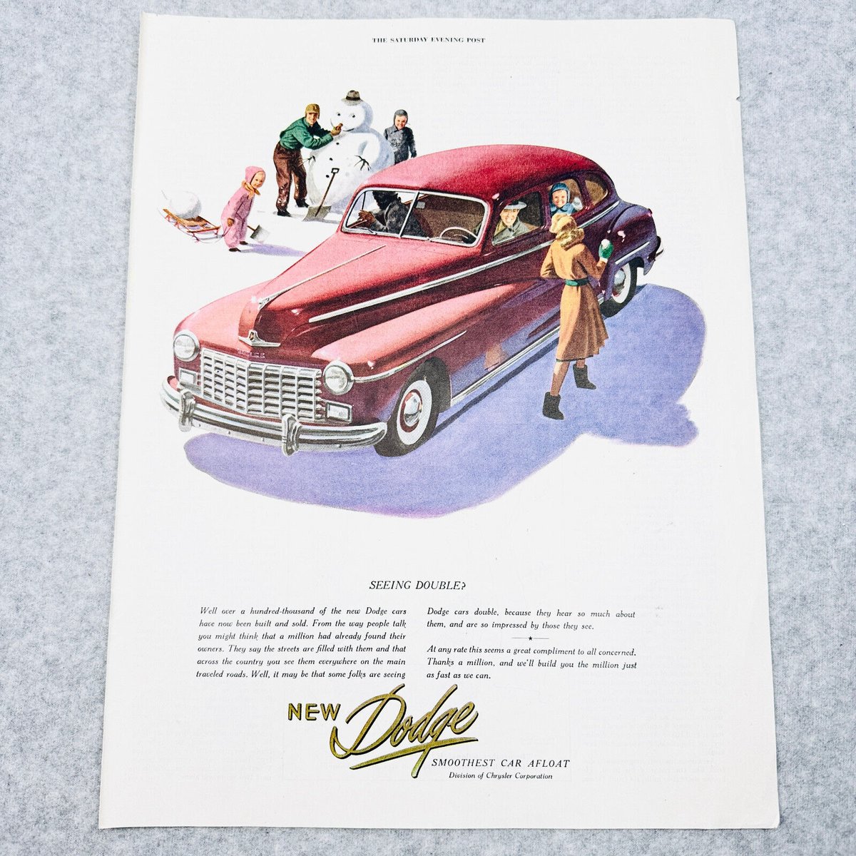 Who decided that cars nowadays should be boring instead of bold and colorful? I mean, why can't we drive this kind of car?? #dodge #car #vintage #printad #advertisement #vtg #ephemera #vintage40s #chrysler #forsale #ebay #shopsmall 
ebay.com/itm/2667848681…