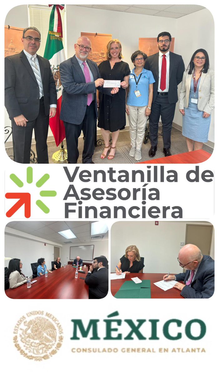 #TuConsulMexAtl hizo entrega de cheque a Money Management International, agencia fiscal que opera la Ventanilla de Asesoría Financiera en Atlanta. Acércate a la Ventanilla de Asesoría Financiera y consulta la gama de servicios que tenemos para ti. 🧾💵.