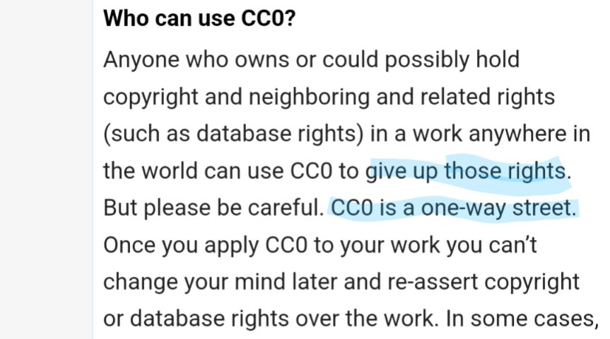 Not how CC0 works, friend 🤦🤦‍♀️🤦‍♂️
Tagging @creativecommons 🚫 wiki.creativecommons.org/wiki/CC0_FAQ