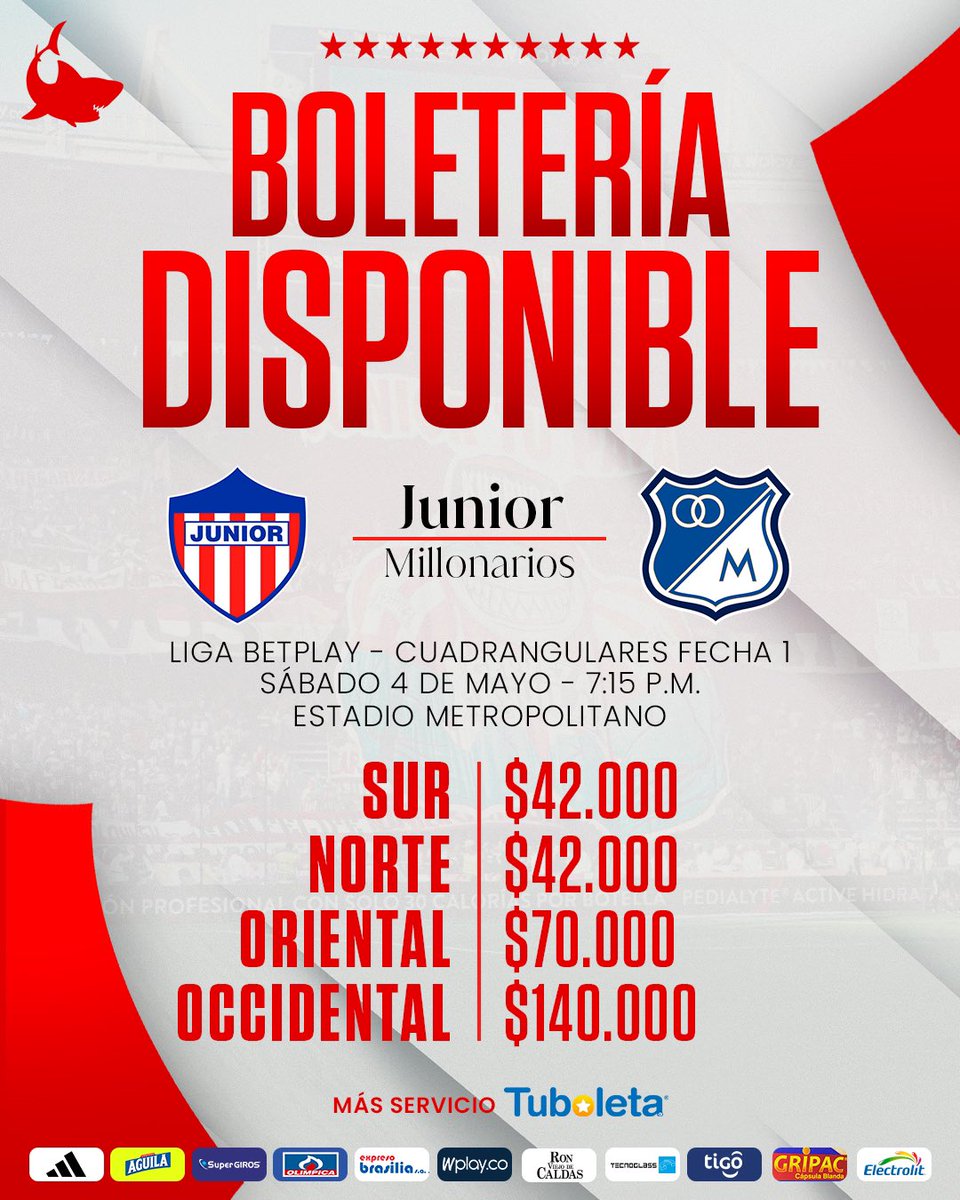 🔥🦈 ¡TODOS AL METROPOLITANO! #VamosJunior🔴⚪️🔵