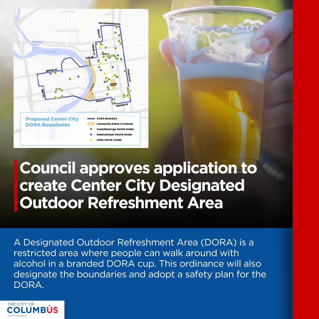 Council has approved the creation of a Designated Outdoor Refreshment Area (DORA) in the downtown area. This initiative aims to enhance the vibrancy of the city center, fostering a welcoming atmosphere for residents and visitors alike.