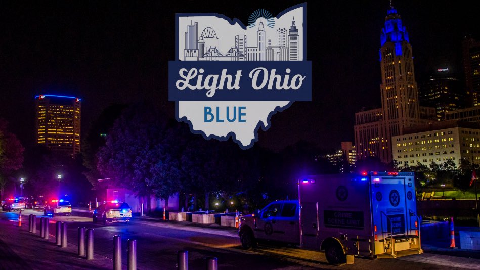 LightOhio's tweet image. Join your fellow Ohioans across the state for the ninth annual Light Ohio Blue campaign, May 8-18. We honor the life and memories of law enforcement personnel who gave it all, while showing support and gratitude to those who are currently serving us each day. #LightOhioBlue2024
