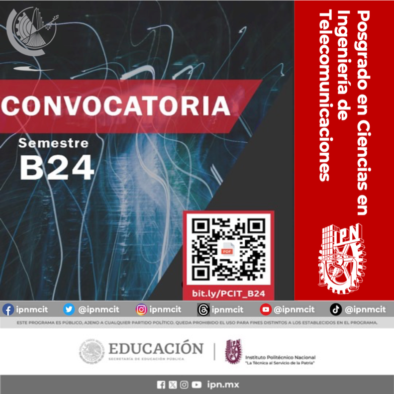ESIMEZ_OFICIAL's tweet photo. #ESIMEZACATENCO #IPN #alumnos #Convocatoria #Posgrado #ingenieria #telecomunicaciones

Convocatoria Semestre B24
Posgrado en Ciencias en Ingeniería de Telecomunicaciones

IBS*jgv https://t.co/MQ2ZJddOnJ