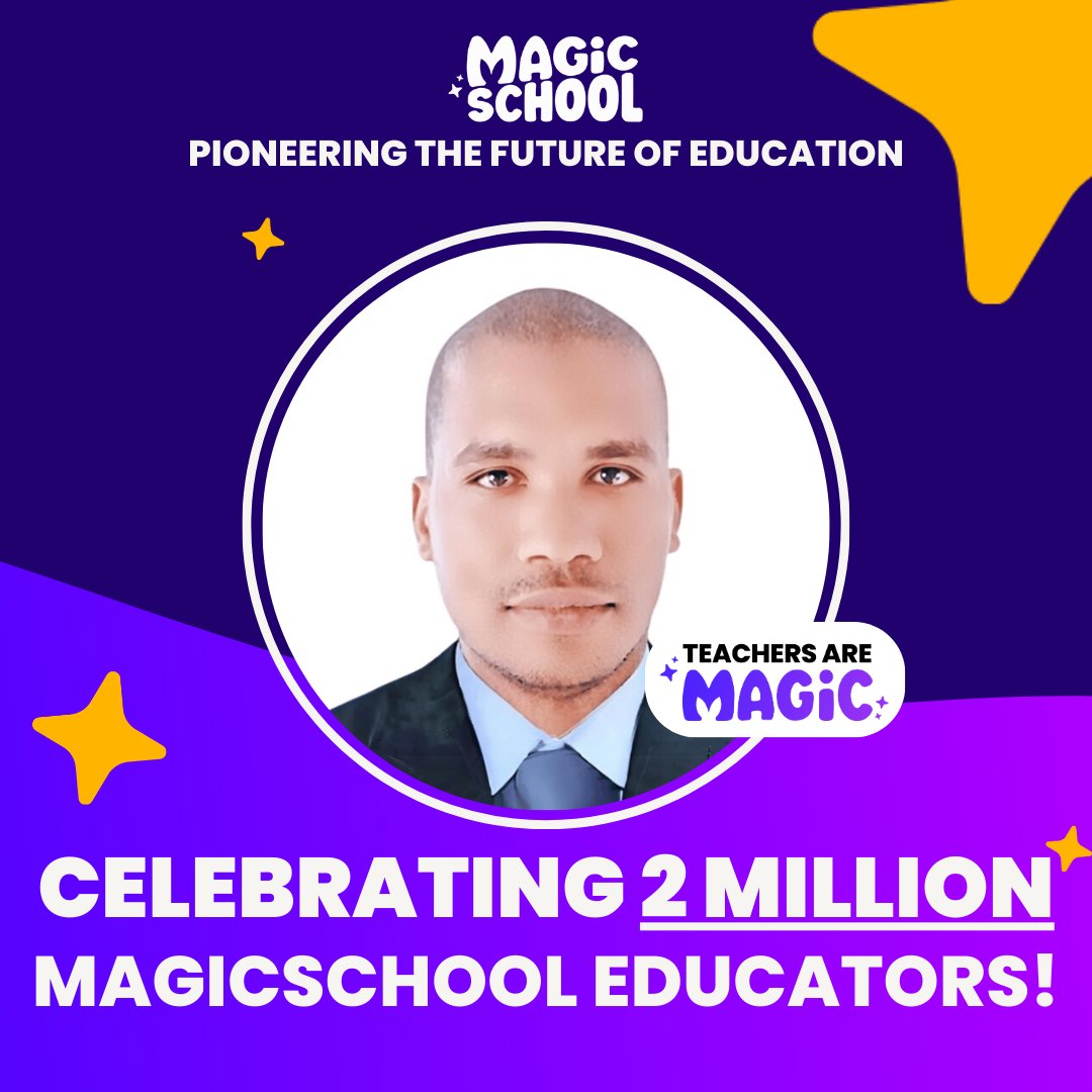 💡 On the occasion of celebrating 🎉 2 Million teachers on the #MagicSchool platform✨
💜 Click on the link and place your photo using the @Canva 👇
canva.com/design/DAGDiW9…
#magicschoolai @magicschoolai #edtech
#يوميات_معلم_مغربي