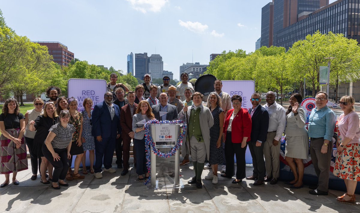 ConstitutionCtr's tweet photo. Today, Philadelphia Historic District partners announced plans for the first-ever #RedWhiteAndBlueToDo celebration for July 2, 2024, commemorating a day of “pomp and parade,” as declared by John Adams in 1776, encouraging visitors to celebrate independence in the place where it all began.