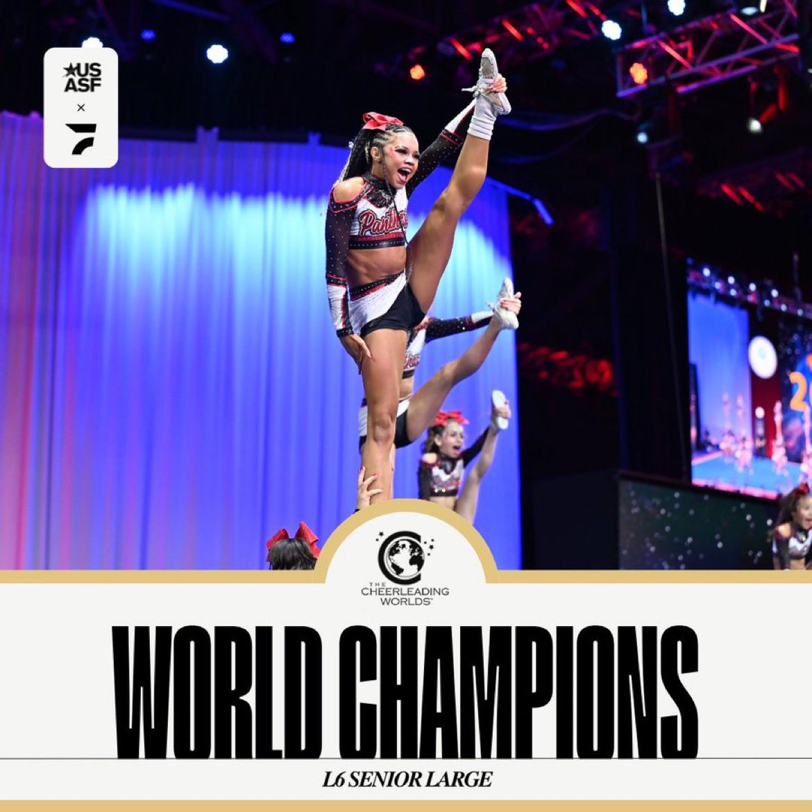CA_pantherBABS's tweet photo. Your 2024 Large Senior World Champions Cheer Athletics Panthers 😻❣️✨ https://t.co/5PFCbgQUwi
