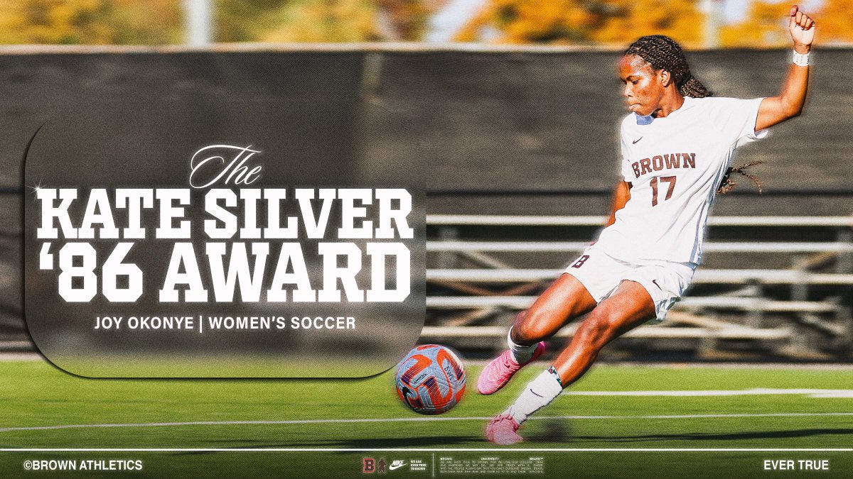 Joy Okonye of @BrownU_WSoccer is the winner of the Kate Silver Award, presented to the outstanding first-year female athlete! She led the Ivy League this past season with 8 assists #EverTrue