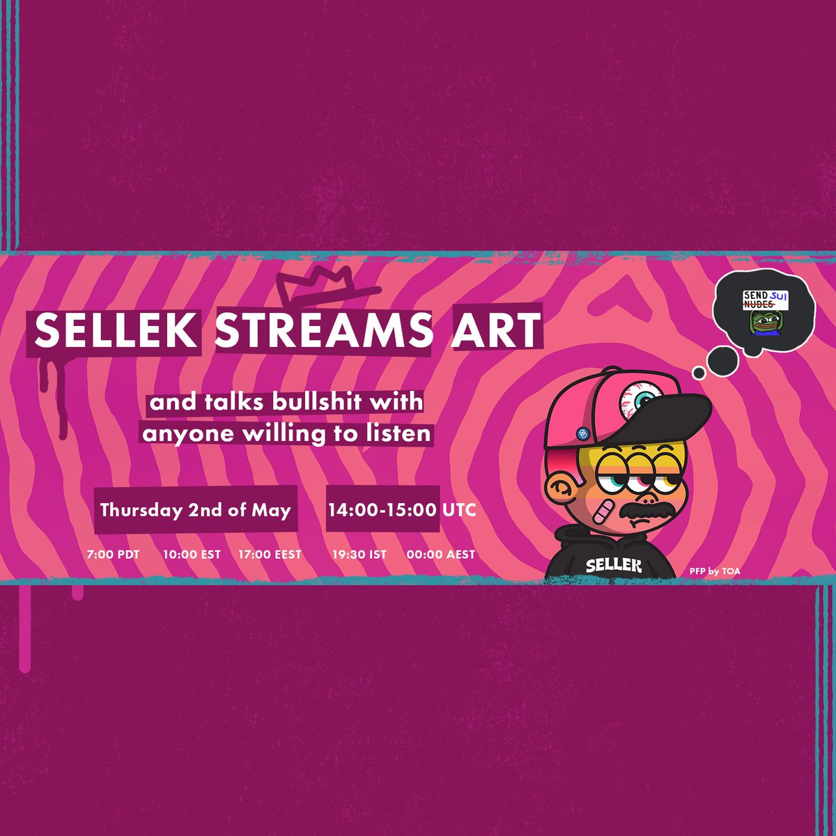 If you are into kinky shit like watching me draw live on stream - I will be doing just that: streaming on @SuiGenerisAH discord server on thursday 2nd of may, 14:00 UTC. Will be drawing a piece for the auction and talking shit on the mic+ roasting @ThisBotBoy