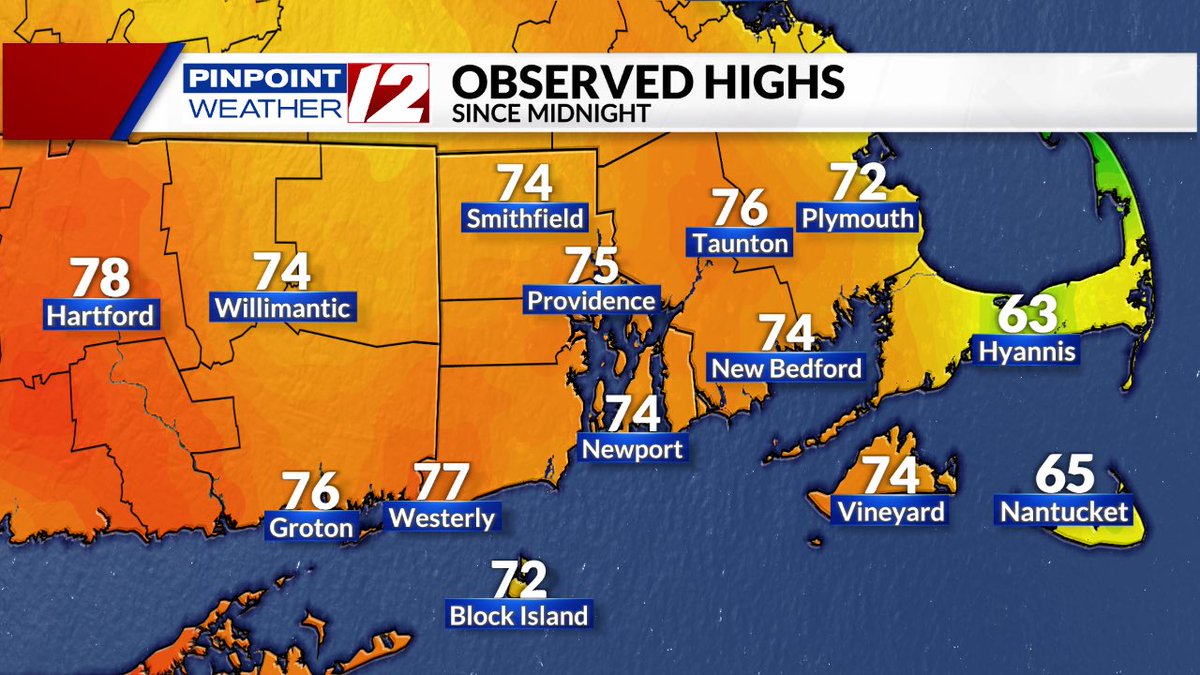 High Temperatures observed this afternoon, but trending much cooler next few days…mid to upper 50s Tuesday and Wednesday