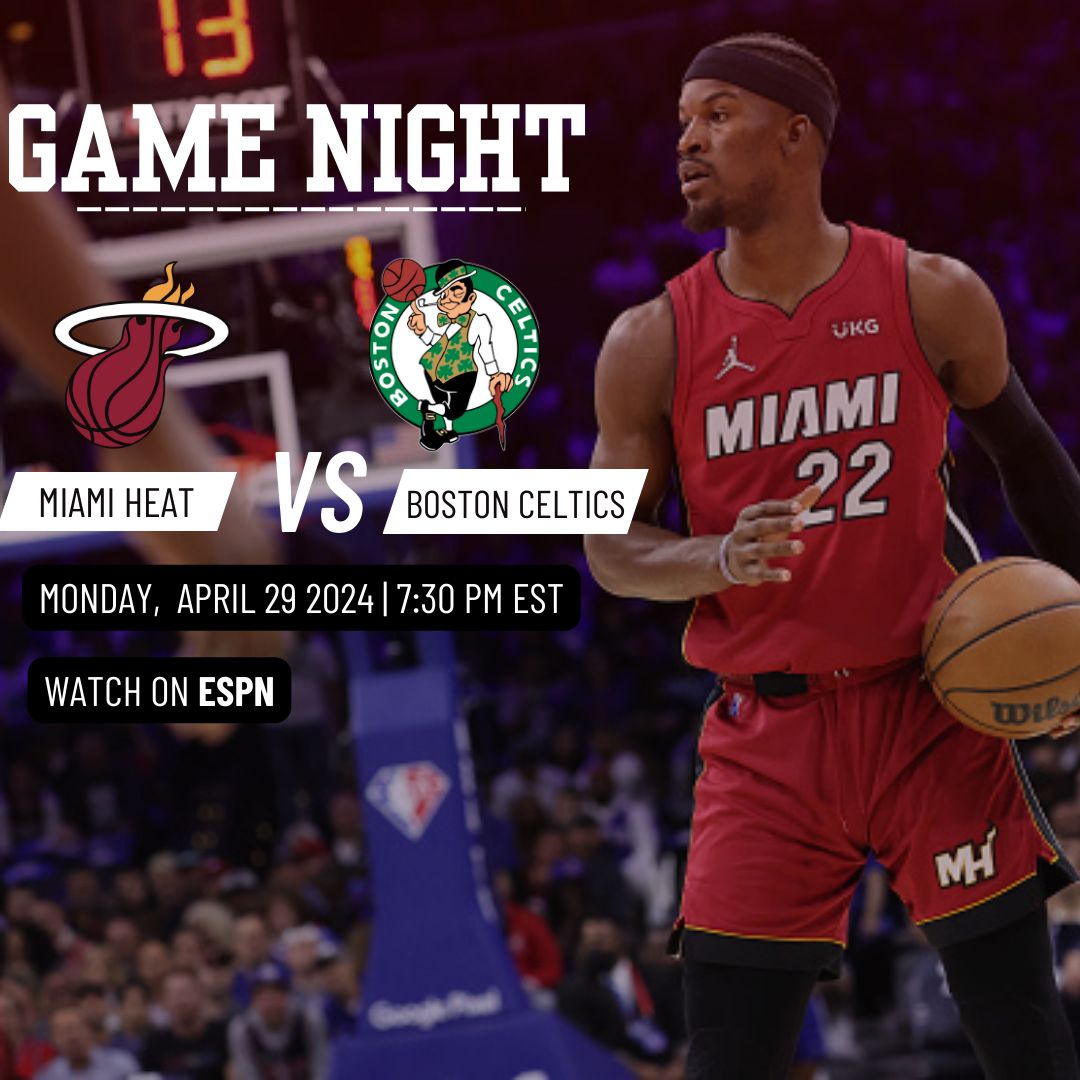 🔥🏀 Heat vs. Celtics showdown! Catch all the action as Miami takes on Boston today at 7:30 PM ET on ESPN. Don't miss out on the excitement! 🔥📺 #MiamiHeat #NBA