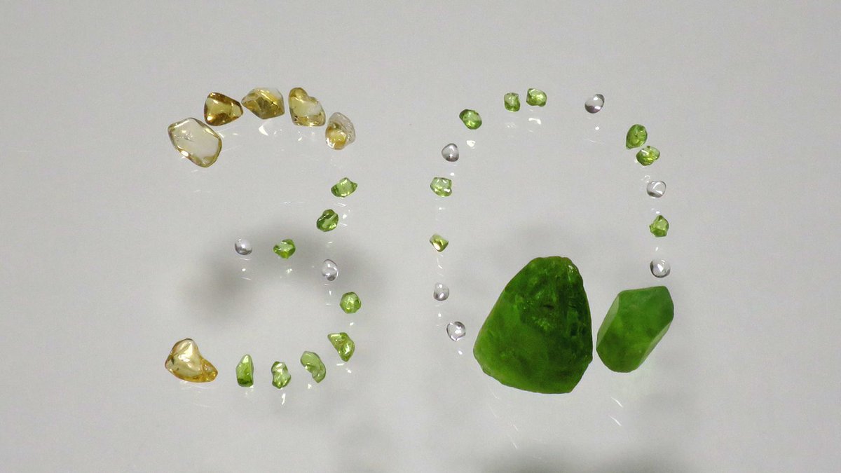 peridot, citrine, quartz