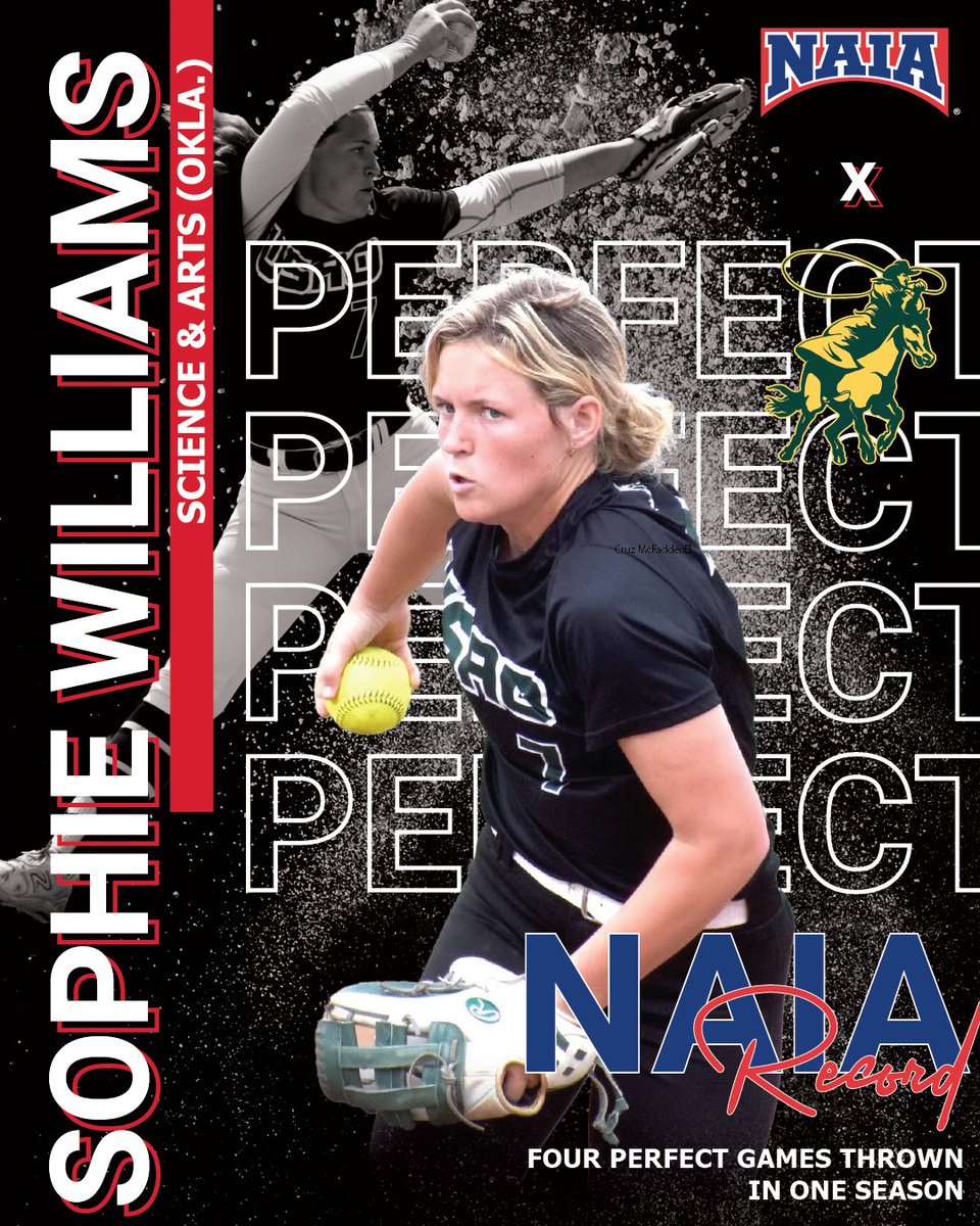 🥎 P E R F E C T I O N 🥎 Over the weekend Sophie Williams from @DroverAthletics set a new NAIA record with her 4th perfect game of the season! #NAIASoftball