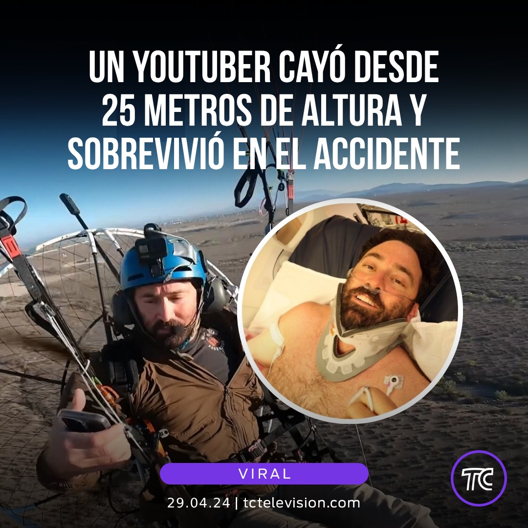 😯 El youtuber Anthony Vella sobrevivió a una caída de 25 metros mientras manejaba su paramotor, un momento que quedó registrado en video. ¿Cómo lo logró? » bit.ly/44jSplE