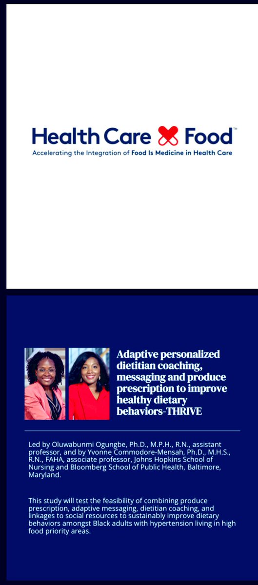 Bunmi Ogungbe (@bunmiogungbe09) on Twitter photo Our #THRIVE project team is well represented at <a href="/American_Heart/">American Heart Association</a> #HealthCareByFood Workshop!
THRIVE provides produce prescription with dietitian support, adaptive messaging and linkages to social resources to people with hypertension. proto.studypages.com/s/thrive-study… Our #THRIVE project team is well represented at <a href="/American_Heart/">American Heart Association</a> #HealthCareByFood Workshop!
THRIVE provides produce prescription with dietitian support, adaptive messaging and linkages to social resources to people with hypertension. proto.studypages.com/s/thrive-study…