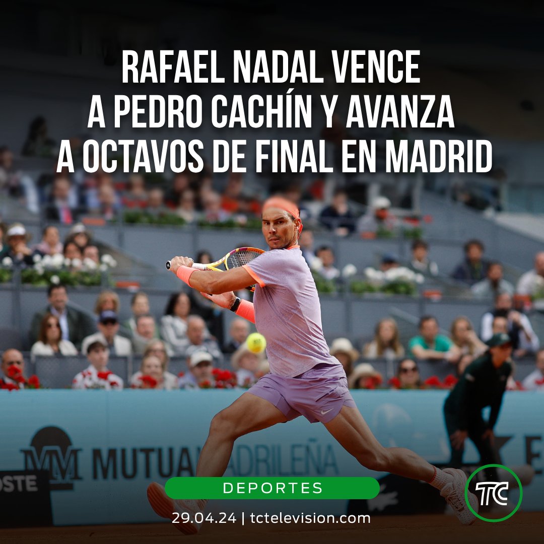 🎾🔥 #Tenis I Rafael Nadal vence a Cachín y avanza a octavos de final en Madrid. ¿Contra quién se enfrentará? Te contamos » bit.ly/3UHl9BS