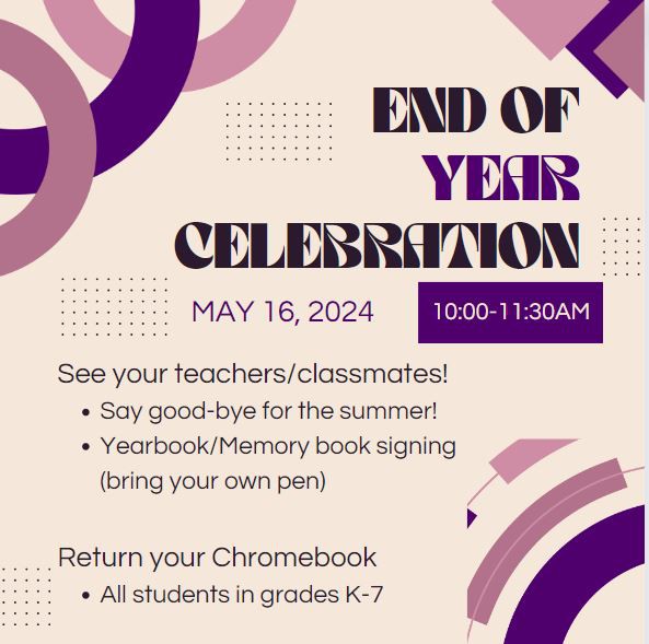 Mark your calendars! Some important dates to close out our amazing school year! 5/3/24 Spring Showcase 5/16/24 Grades K-7 EOY Celebration At the IC 🧡⭐️📚🎶🎵🎼🖍🖌 DVUSD #fromkindertocollege