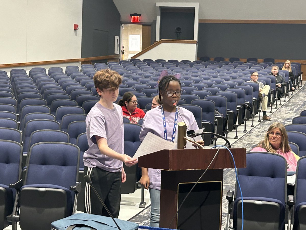 A special shout out to Brayden Schmitt and Faith Francis from the RMMS student equity team for delivering the school report to the BOE for the month of April. Great job!