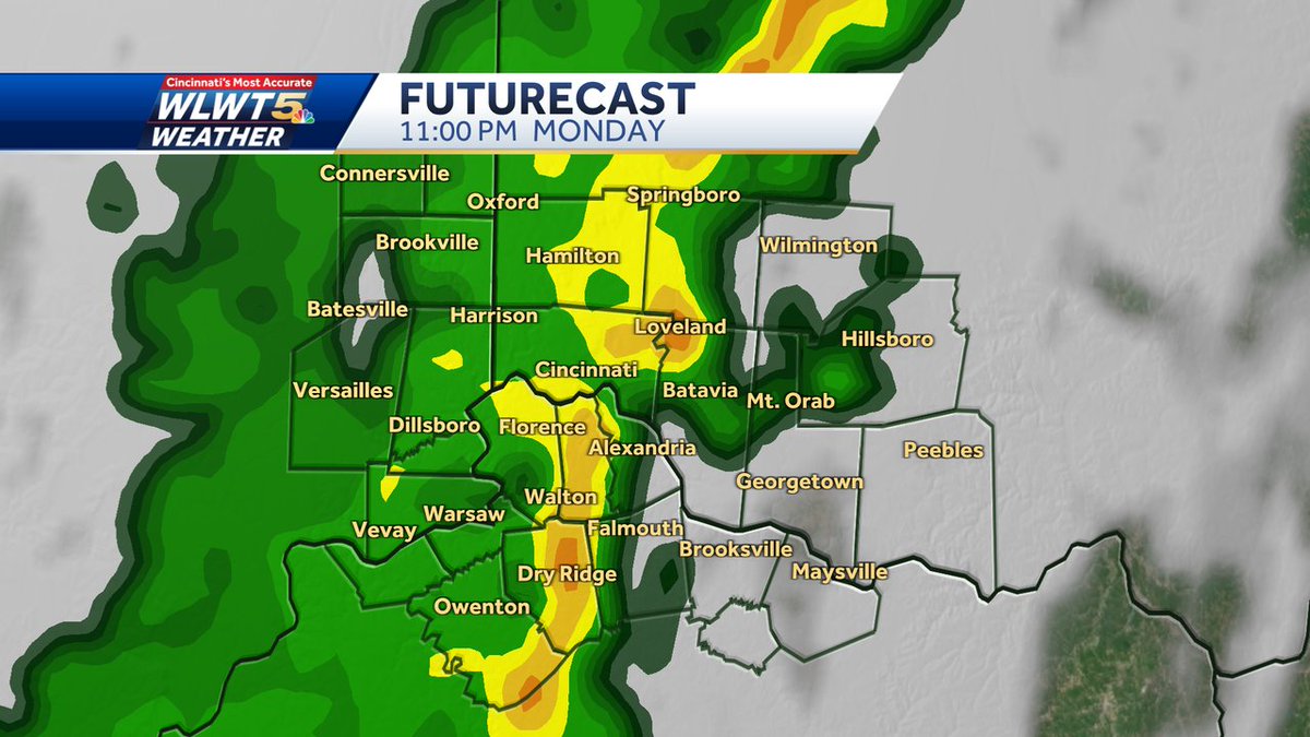 #Cincinnati While a quick downpour or very brief shower possible sooner, the most impactful and widespread rains won't arrive until later likely closer to midnight. #wlwt #wlwtweather #mostaccurate13 #CIncywx @wlwt